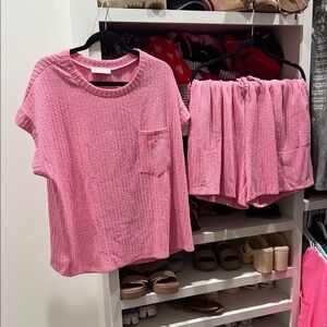 Chic Pink Women's Short Sleeve Set